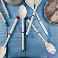 قاشق چوبی دسته رنگی کد 527