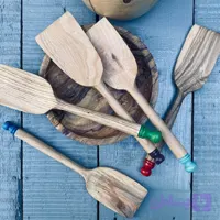 کفگیر چوبی دسته رنگی کد 528