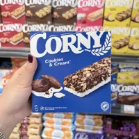 غلات بار (کورنی) کوکی کاکائویی کرم شیر 6 عدد 23 گرم CORNY Cookies & Cream