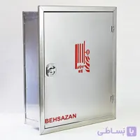 جعبه آتش نشانی تک کابین درب استیل نقره ای چکشی بهسازان
