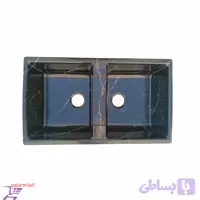 سینک ظرفشویی گرانیتی دو لگن بدون سینی مشکی رگه سفید | برند ماک (کد 4X2BF)