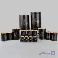 سرویس 16 پارچه فانتزی هرمس مشکی درب چوب C0004