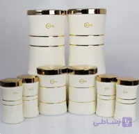 سرویس 8 پارچه کمر باریک هرمس کرم درب طلا C0004
