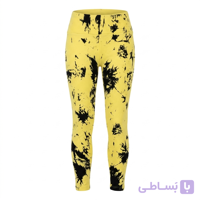 لگ ورزشی زنانه طرح تای-دای (Tie-Dye) – ترکیب رنگی زرد و مشکی – کمر گنی و ضد تعریق