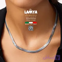 گردنبند نقره ایتالیایی مدل ماری تخت کد G138 | گالری نقره لمیا