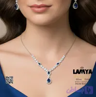 سرویس نقره زنانه طرح جواهر نگین زمرد کد ST025