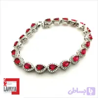 دستبند نقره زنانه نگین طرح یاقوت کدD016