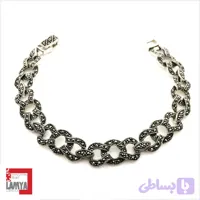 دستبند نقره سیاه قلم سنتی مدل گلسا کد :D017