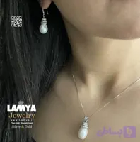 نیم ست نقره زنانه مدل آویز مروارید کد N144