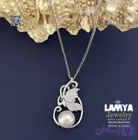 گردنبند نقره زنانه مدل پروانه مروارید کد G127
