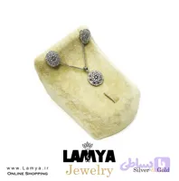 نيم ست نقره مدل آکر روکش طلا سفید کد N062
