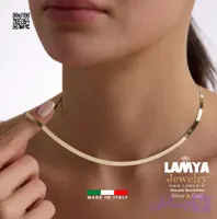گردنبند نقره ایتالیایی مدل ماری تخت Silver _ Gold کد G139