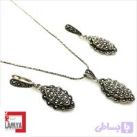 نيم ست نقره طرح سنتي ماركازيت سياه قلم کدN020