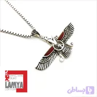 گردنبند نقره پلاک فروهر نگین عقیق کد: G002