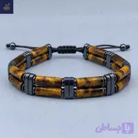 دستبند اصل و معدنی مردانه چشم ببر و سنگ حدید Canal Stone 5