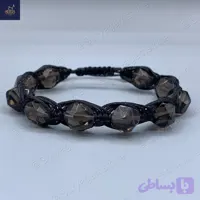 دستبند مردانه سنگ کوارتز دودی اصل و معدنی ، سنگی تراش استار Mystic Trio 8