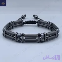 دستبند مردانه حدید اصل و سنگ آبسیدین طبیعی Ash Storm