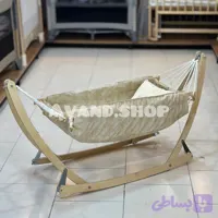 گهواره سنتی چوبی تاشو نوزاد مدل آنیا (طرح خرس )