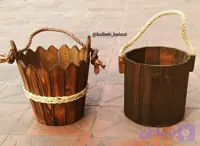 سطل های چوبی بزرگ، در دو مدل نوستالژی و دالبری، بدون درب،چوب روسی