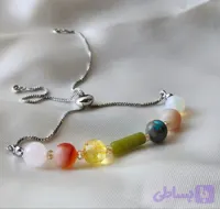 دستبند زنانه سنگ ماه تولد (مهر) با استیل رنگ ثابت اصل برند شاران