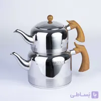 کتری و قوری نزاز ۲/۵لیتر دسته چوب با قوری استیل کد ۲۳۰۷