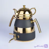 کتری و قوری نزاز ۶لیتر هرمی رنگی با قوری چینی طلایی کد ۴۰۱۴