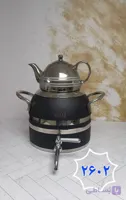 کتری و قوری نزاز ۵لیتر طرح ترک مشکی با قوری چینی کروم کد۲۶۰۲