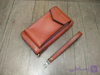 کیف موبایل پول و مدارک دستی اسپرت دستدوز عسلی برند ایزاکو مدل i-212
