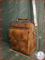 کیف دانشجویی دوشی و دستی اسپرت چرم طبیعی دستدوز مدل i-383 ایزاکو