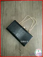 کیف شب و مجلسی چرمی زنانه دهانه طلایی i-670 ایزاکو