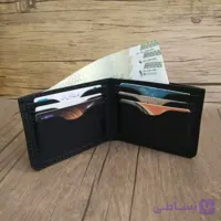 کیف پول جیبی دلاری مردانه مشکی چرمی مدل i-99 ایزاکو