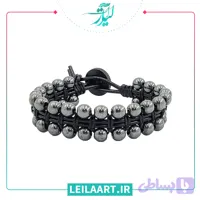 دستبند چرم طبیعی اسپرت با سنگ حدید مدل 10027