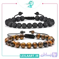 دستبند گره ای با سنگ طبیعی دو عددی مدل 10082