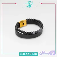 دستبند چرم مردانه با سنگ عقیق و اونیکس کد 10001