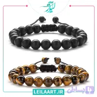 دستبند گره ای با سنگ طبیعی دو عددی مدل 10083