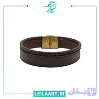 دستبند چرم مردانه با قفل رولکسی مدل 10023