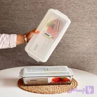 ظرف شیشه ای مستطیل درب دار 1.4 لیتر لیمون – کد 2050