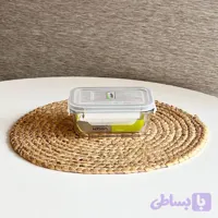 ظرف شیشه ای مستطیل درب دار 400 میل لیمون – کد 1804