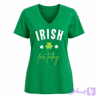 تی‌شرت یقه هفت زنانه طرح گل شبدر IRISH - رنگ سبز