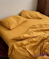 نیم ست رو انداز چنار - تک رنگ زرد خردلی - تمام نخ پنبه ۱۰۰٪ ساده