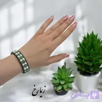 دستبند چرم و سنگ زئولیت لوله ای و شل