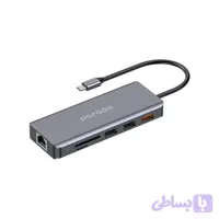 هاب 9 پورت پرودو Porodo 9in1 4K HDMI Ethernet USB-C Hub PD توان 100 وات
