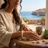 دستبند صدف طبیعی و مروارید ذاریات مدل دُرینا (DORINA)