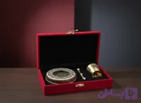 پک و جعبه کادوئی زعفران - مخمل خاتم 5گرم وهاون گلدانی