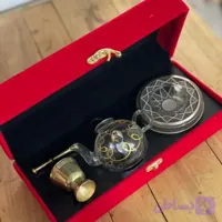ظروف بسته بندی زعفران - مخمل خاتم 5گرم همراه هاون گلدانی و قوری مخصوص زعفران