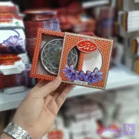 ظرف بسته بندی زعفران - جعبه با قوطی فلزی خاتم برای 5 گرم زعفران مناسب هدیه قرمز