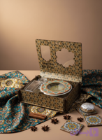 جعبه چوبی زعفران خاتم 5گرم و کریستال 5گرم (اقتصادی)