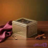 قوطی فلزی مستطیل سانت طلق دار طرح خاتم ارتفاع 7 سانت