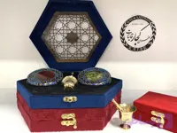 پک هدیه مخمل شش ضلعی با یک مثقال زعفران و 10 گرم هل