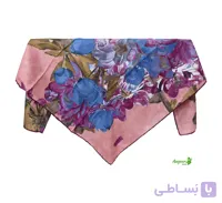 روسری ابریشم ریون ترک فانتزی قواره 100 با زمینه صورتی کد 1213